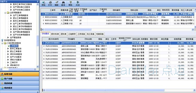 車間管理軟件主要界面